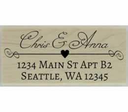 Decorative Heart & Calligraphy Address Stamp - 2.5" X 1.25" - Stamptopia