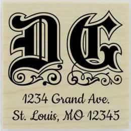 Decorative Initials Monogram Address Stamp - 1.5" X 1.5" - Stamptopia