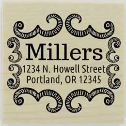 Decorative Rectangle Border Address Stamp - 2" X 2" - Stamptopia