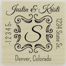 Decorative Square Monogram Address Stamp - 1.5" X 1.5" - Stamptopia