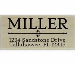 Diamond Line Divider Return Address Stamp - 2.5" X 1.25" - Stamptopia