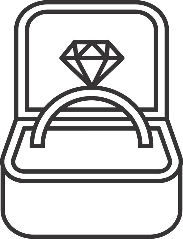 Diamond Ring In A Box Rubber Stamp - Stamptopia