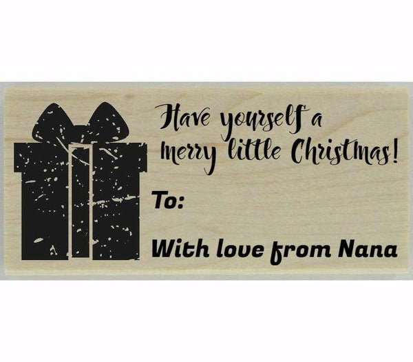 Distressed Christmas Gift Stamp - 2.5" X 1" - Stamptopia