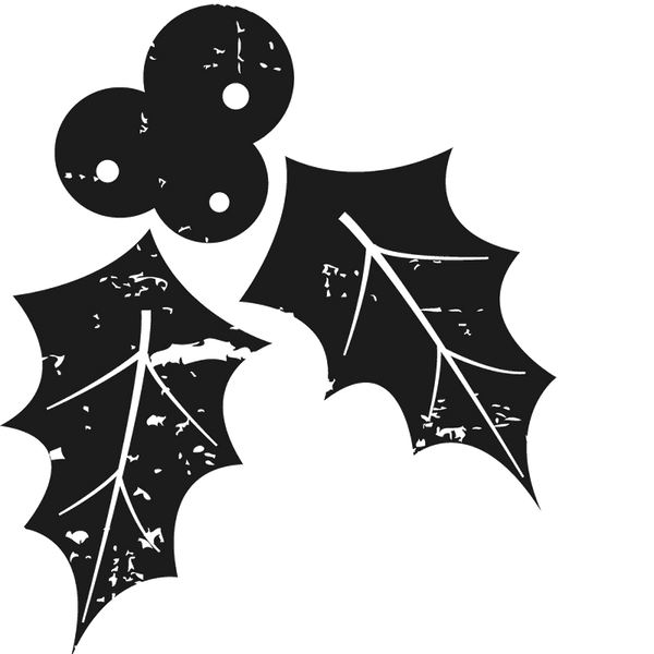 Distressed Holly & Berries Rubber Stamp - Stamptopia