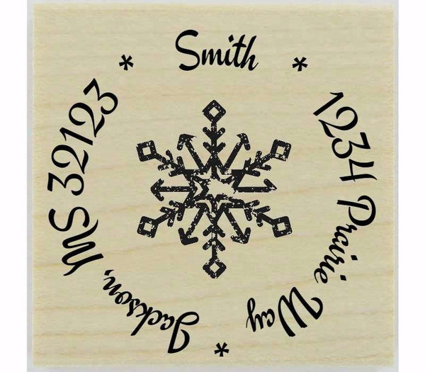 Distressed Snowflake Stamp - 1.5" X 1.5" - Stamptopia