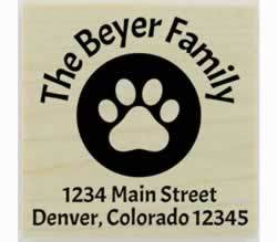 Dog Paw Print In Circle Address Stamp - 1.5" X 1.5" - Stamptopia