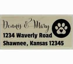 Dog Paw Print In Circle Custom Address Stamp - 2.5" X 1" - Stamptopia
