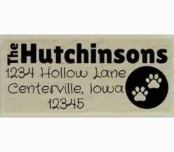 Dog Paw Prints In Circle Custom Address Stamp - 2.5" X 1" - Stamptopia
