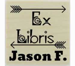 Double Arrow Ex Libris Bookplate Rubber Stamp - 1.5" X 1.5" - Stamptopia