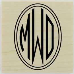Double Circle Border Monogram Stamp - 1.5" X 1.5" - Stamptopia