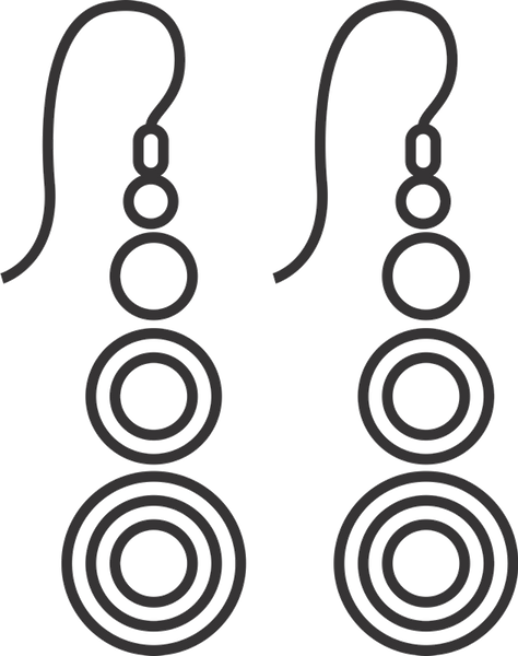 Earings With Four Hoops Rubber Stamp - Stamptopia
