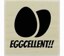 Eggcellent With Eggs Design Rubber Stamp - 1.5" X 1.5" - Stamptopia