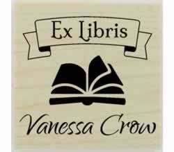 Ex Libris Banner Library Book Stamp - 1.5" X 1.5" - Stamptopia