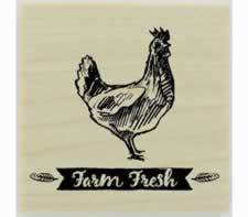 Farm Fresh Banner With Feathers Design Stamp - 1" X 1" - Stamptopia