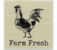 Farm Fresh With Rooster Rubber Stamp - 1.5" X 1.5" - Stamptopia
