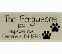 Fergusons Dog Paw Prints Address Stamp - 2.5" X 1" - Stamptopia