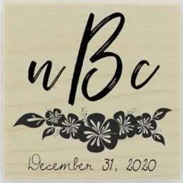 Floral Monogram & Date Stamp - 1.5" X 1.5" - Stamptopia