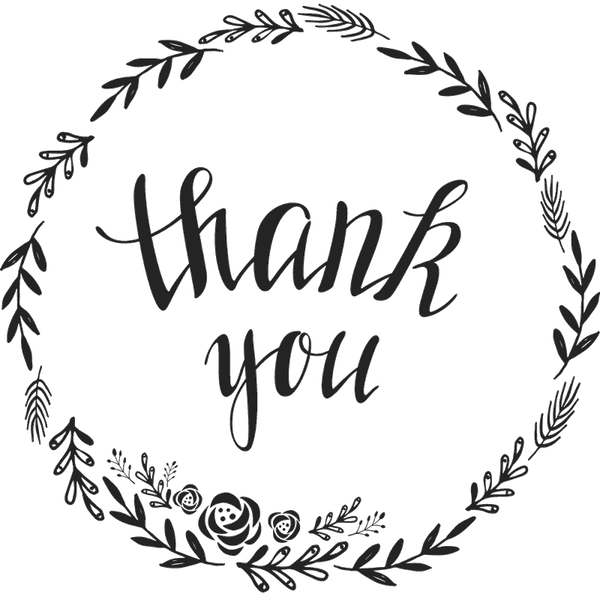 Floral Script Thank You Stamp - Stamptopia