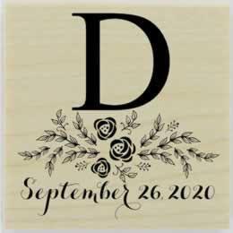 Floral Spray Monogram Rubber Stamp - 1.5" X 1.5" - Stamptopia