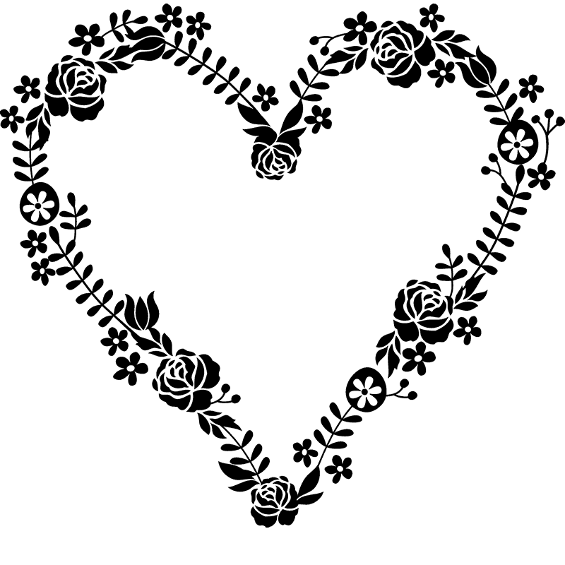 Floral Wreath Heart-Shaped Stamp - Stamptopia