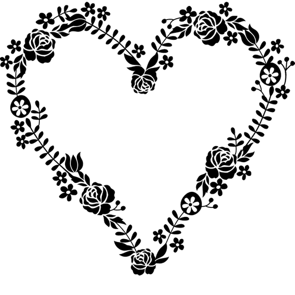 Floral Wreath Heart-Shaped Stamp - Stamptopia