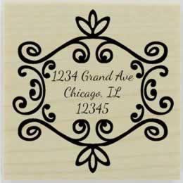 Flourish Swirl Border Return Address Stamp - 2" X 2" - Stamptopia