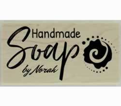 Flower Design Handmade Soap Rubber Stamp - 3" X 1.5" - Stamptopia