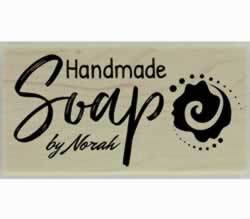 Flower Design Handmade Soap Rubber Stamp - 3" X 1.5" - Stamptopia