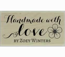 Flower Handmade With Love Custom Stamp - 1.5" X 0.75" - Stamptopia