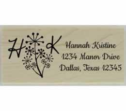 Flower & Initial Return Address Stamp - 2.5" X 1" - Stamptopia