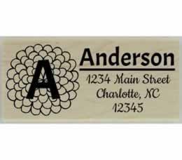 Flower Monogram Return Address Stamp - 2.5" X 1" - Stamptopia