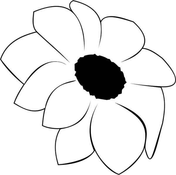Flower Outline With Dark Center Rubber Stamp - Stamptopia