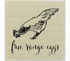 Free Range Eggs With Chicken Rubber Stamp - 1.5" X 1.5" - Stamptopia