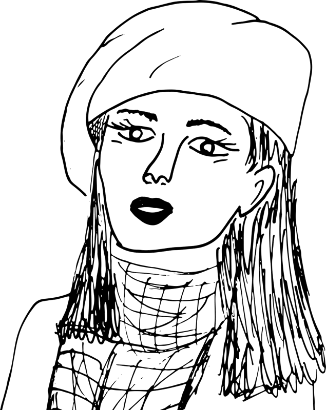 French Girl Rubber Stamp - Stamptopia