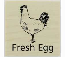 Fresh Egg With Chicken Rubber Stamp - 1.5" X 1.5" - Stamptopia