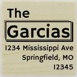 Garcia Name Border Address Stamp - 2" X 2" - Stamptopia