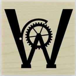 Gear Monogram Rubber Stamp - 1.5" X 1.5" - Stamptopia
