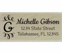 Gibson Handwritten Monogram Return Address Stamp - 2.5" X 1" - Stamptopia