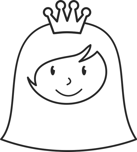 Girl Face With Long Hair And Crown Stamp - Stamptopia