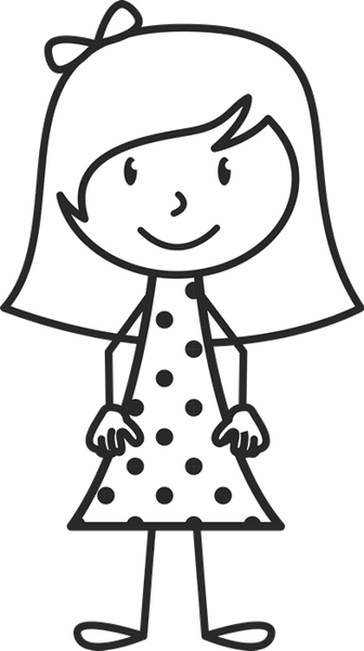 Girl With Bow And Polka Dot Dress Stamp - Stamptopia
