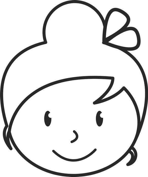 Girl With Bun And Bow Face Rubber Stamp - Stamptopia