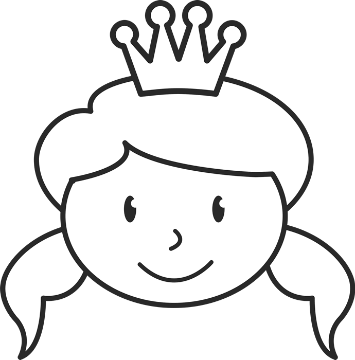 Girl With Pigtails And Crown Face Rubber Stamp - Stamptopia