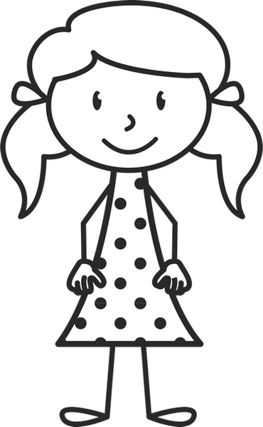 Girl With Pigtails And Polka Dot Dress Stamp - Stamptopia