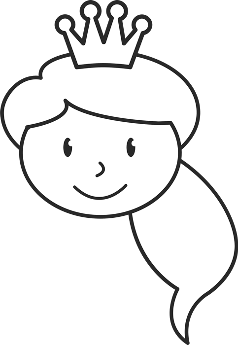 Girl With Ponytail And Crown Face Stamp - Stamptopia