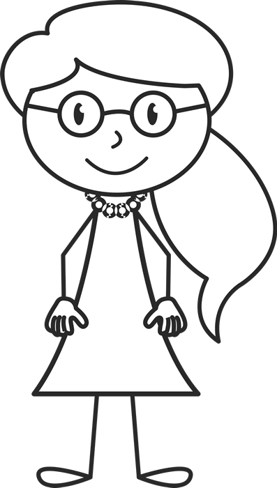 Girl With Ponytail And Glasses Stamp - Stamptopia