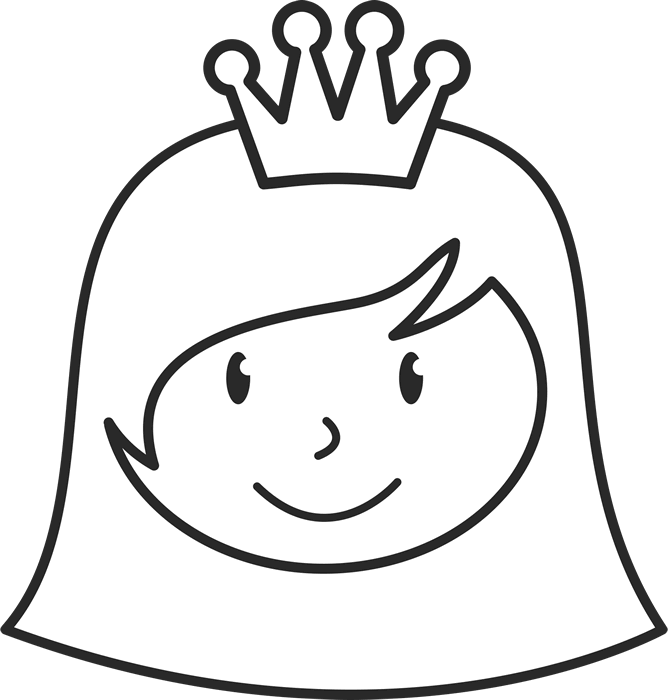 Girl With Short Hair And Crown Face Stamp - Stamptopia
