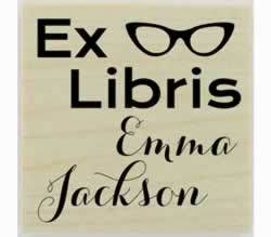 Glasses Ex Libris Stamp Personalized - 1.5" X 1.5" - Stamptopia