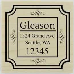 Gleason Double Border Address Stamp - 2" X 2" - Stamptopia