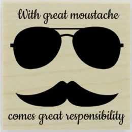 Great Responsibility Moustache Stamp - 2" X 2" - Stamptopia