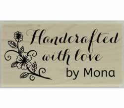 Handcrafted Flower Branch Custom Stamp - 1.5" X 0.75" - Stamptopia